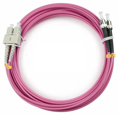 Патч-корд оптический Cabeus FOP-50-OM4-SC-ST-5m, duplex SC-ST, 50/125 OM4, 5 м, LSZH
