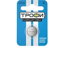 Батарейка Трофи CR1216-1Bl Energy Power, литиевая, 3 В, 18 мА·ч, 10 шт