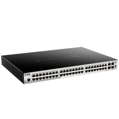 D-Link DGS-1510-52XMP/A2A PROJ Управляемый L2+ стекируемый коммутатор с 48 портами 10/100/1000Base-T и 4 портами 10GBase-X SFP+ (48 портов PoE 802.3af/at, PoE-бюджет 370 Вт; 740 Вт с DPS-700)