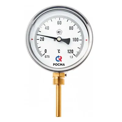 Термометр биметаллический РОСМА БТ-52.211, 0–200 °C, G1/2, шток 150 мм