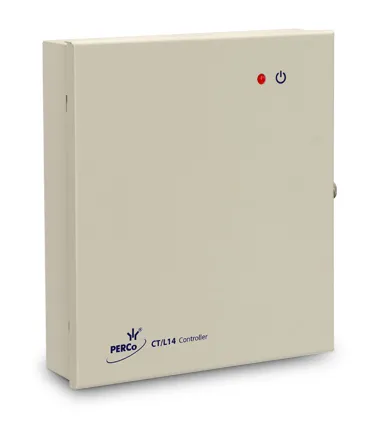 PERCo-CT/L14.1 - Универсальный контроллер замка/турникета/шлагбаума (4 замка/2 турникета/2 шлагбаума; организация шлюза), интерфейс связи - Ethernet, интерфейс подключения внешних устройств - RS-485.