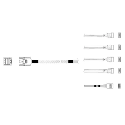 Кабель Miradeed MD-6715030, HDmSAS SFF8643 - 4×SATA, 12G, 100см