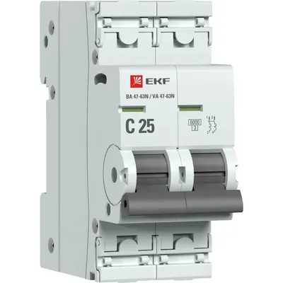 Выключатель автоматический EKF M636225C, 2P, 25А (C), 6кА