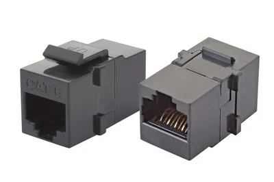 Адаптер проходной Eurolan 12B-U6-03BL, Keystone RJ45 кат.6 неэкр., чёрный