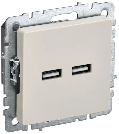 Розетка IEK BR-U21-D31-K10, USB A+A, 3.1 А, бежевый