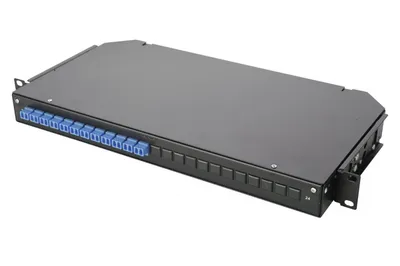 Патч-панель ВО Eurolan 47C-24-S2-2L-04-11BL, 1U, 24×LC/UPC, 4 адаптера
