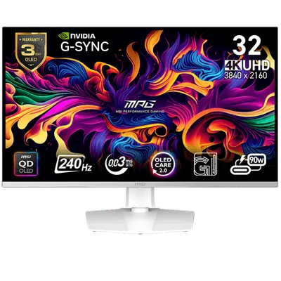 Монитор MSI MPG 321URXW QD-OLED, 31.5" 4K 3840x2160 240 Гц, 0,03 мс, USB-C 90 Вт