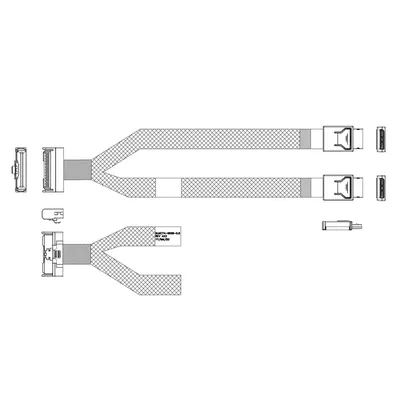 Кабель JPC P7352DN00800-1 MCIO x8 74P — 2x OCuLink x4 42P, 85 Ом, 80 см