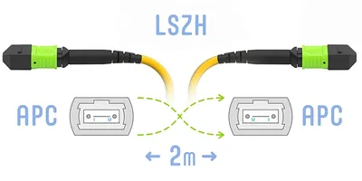 Патч-корд оптический SNR SNR-PC-MPO/APC-MPO/APC-FF-SM-12F-2m, MPO/APC–MPO/APC, 12 волокон, SM, 2 м