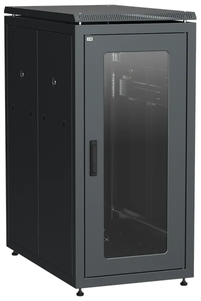 Шкаф сетевой ITK LN05-24U81-GP, 19", 24U, 800×1000мм, стекло/перфорированная, черный