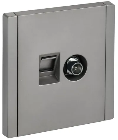 FORTE&PIANO Розетка двойная TV+RJ45 кат.6 FP537 сталь