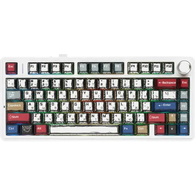 Клавиатура AULA F75, механическая, 75%, Bluetooth/2.4 ГГц/USB-A, Leobog Reaper, белая