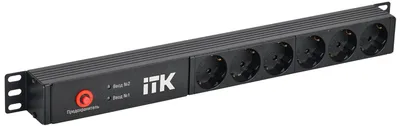 Блок распределения питания ITK PH30-06D-41, PDU с АВР, 6×Schuko, 1U, 2 входа C14