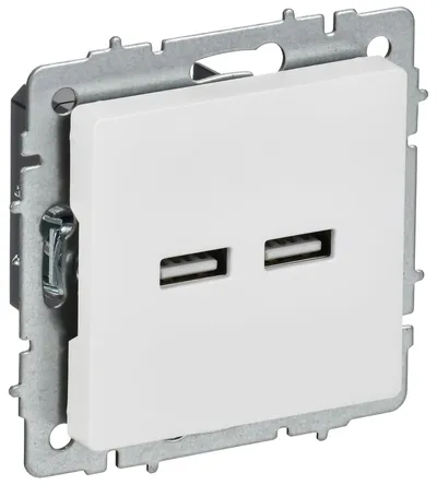 Розетка USB IEK BRITE BR-U21-D31-K91, A+A, 5В 3,1А, скрытая, арктический белый