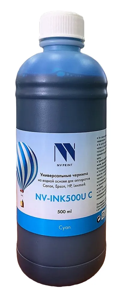 Чернила NV Print NV-INK500UC, универсальные, водная основа, 500 мл, голубой