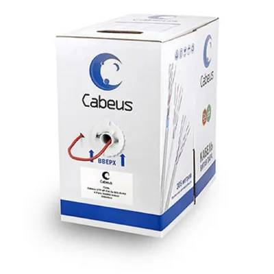 Кабель Cabeus UTP-4P-Cat.5e-SOLID-RD, U/UTP Cat.5e, 4 пары 24 AWG, одножильный, 305 м