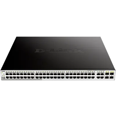 Коммутатор D-Link DGS-1210-52MP/FL1A, L2, 48×1GbE PoE, 4×Combo SFP, PoE 370Вт