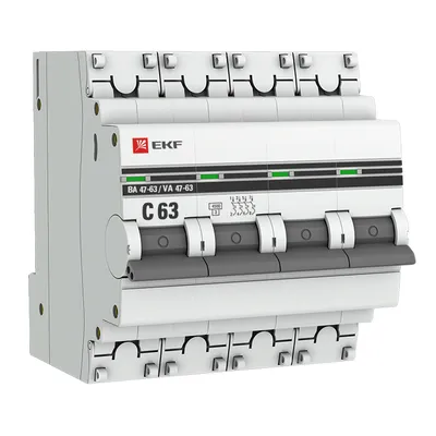Автоматический выключатель EKF mcb4763-4-63C-pro, 4P, 63 А, C, 4.5 кА