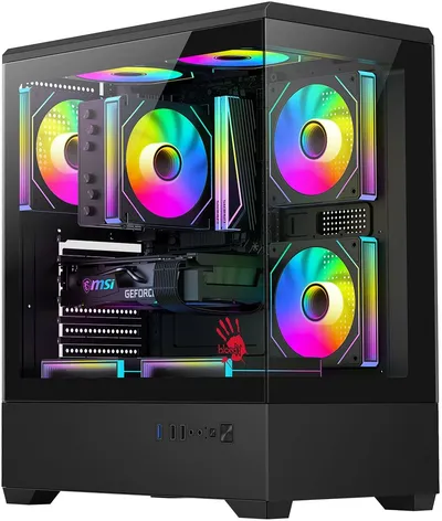 Корпус BLOODY CC-127-BK, Midi Tower, E-ATX, без БП, стекло