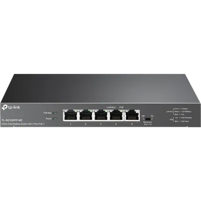 Коммутатор TP-Link TL-SG105PP-M2, 5×2.5G, 4 порта PoE++ 123 Вт, настольный