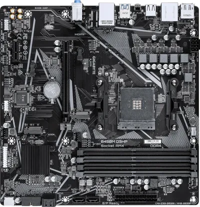 Материнская плата Gigabyte B450M D3HP, AM4, AMD B450, 4×DDR4, microATX