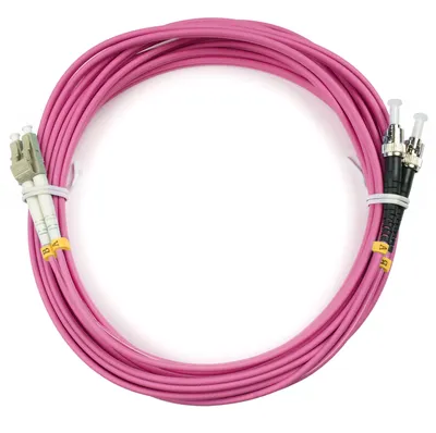 Патч-корд оптический Cabeus FOP-50-OM4-LC-ST-15m, Duplex LC/ST, OM4, 15м