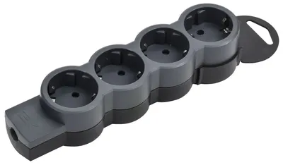 Колодка для удлинителя IEK STANDARD 695033, 4 места, 16 А, 3680 Вт, чёрная