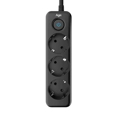 Сетевой фильтр AGNI TP-FD3E-2m-black, 3розетки, 2м, 2xUSB, Type-C