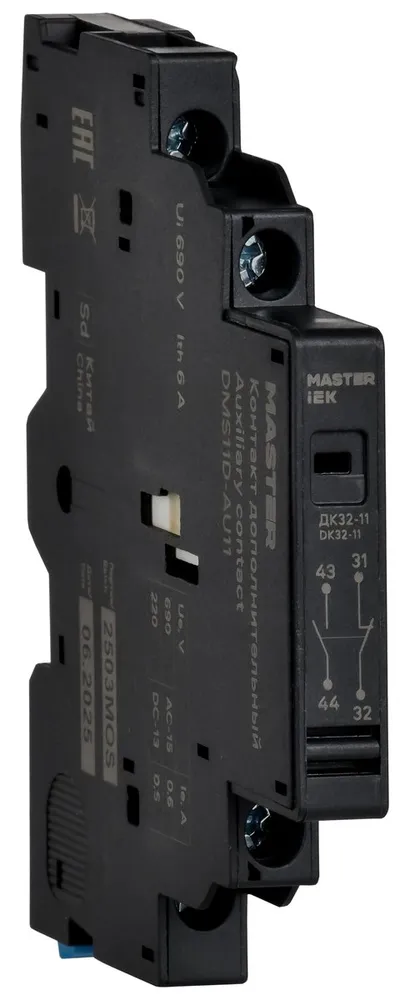 Блок контактов вспомогательный IEK DMS11D-AU11 (ДК32-11), 1НО+1НЗ, 660 В