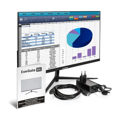 Монитор ExeGate SmartView EZ2400TA, 23.8", IPS, FHD 1920x1080, 75 Гц, HDMI/DP/VGA