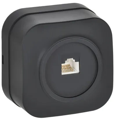 Розетка компьютерная IEK EKH10-K02M (GLORY), RJ45 Cat.5e, открытой установки, чёрная