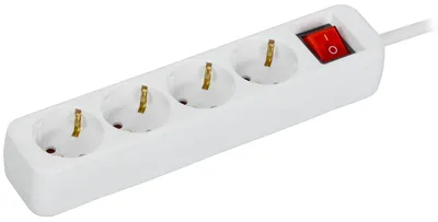 Удлинитель IEK UM-YP10-16-04-03-ZK-K01 UMA У04К, 4 розетки 2P+PE, 16 А, 3 м, 3×1,5 мм², белый