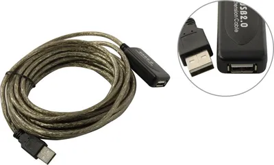 Кабель ExeGate EX-UAE-AMAF-5.0, активный удлинитель USB 2.0, 5 м