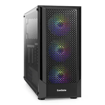 Корпус Miditower ExeGate EX296074RUS, ATX, БП EVO800RGB, 3×120мм RGB, стекло