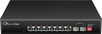 Коммутатор SpaceCam SC-8GP-120-2G(A), неуправляемый, 8×1GbE PoE, 1×SFP, 120 Вт