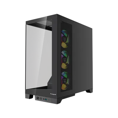 Корпус HSPD F550-TGBK-ARGB, Mid Tower, 4x120 мм ARGB, ATX/mATX/mITX, чёрный