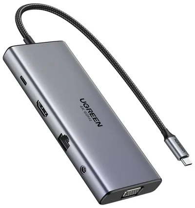 Хаб UGREEN CM639 45520, 11-in-1, 4K@60Hz, HDMI, RJ45