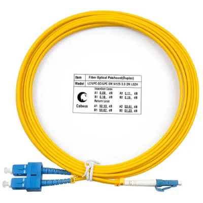 Патч-корд оптический Cabeus FOP(d)-9-LC-SC-3m, Duplex LC/SC, OS2, 3м