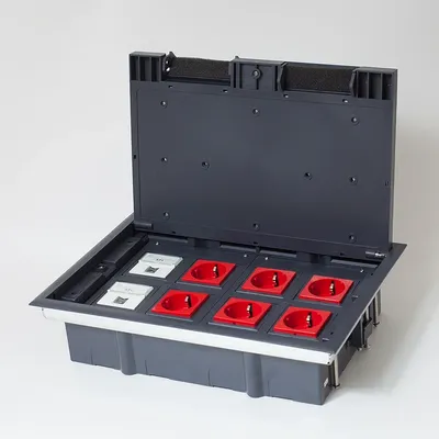 Лючок напольный SPL 300008, 8 постов 45×45, металл/пластик, IP40