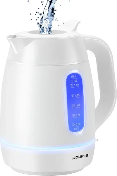 Чайник электрический Polaris PWK 0724DDW, 1.7 л, 2400 Вт, пластик, белый