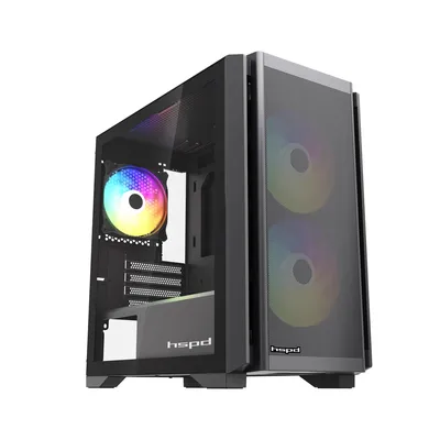 Корпус HSPD M336-TGBK-ARGB, Mini-Tower, mATX/mITX, TG, ARGB