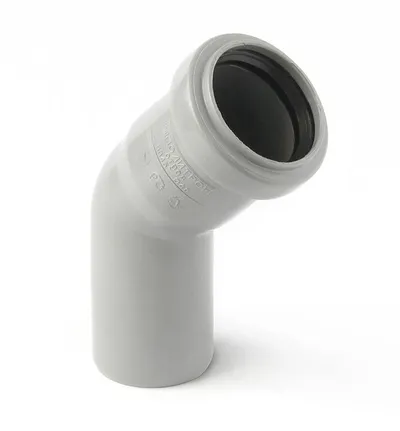 Отвод PRO AQUA 100545, полипропилен, 50 мм, 45°, раструбный, серый