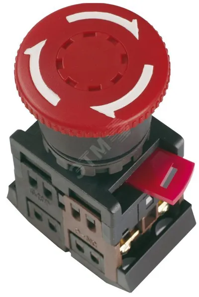 Кнопка IEK BBG10-AE-K04, грибок с фиксацией, красный, 1з+1р