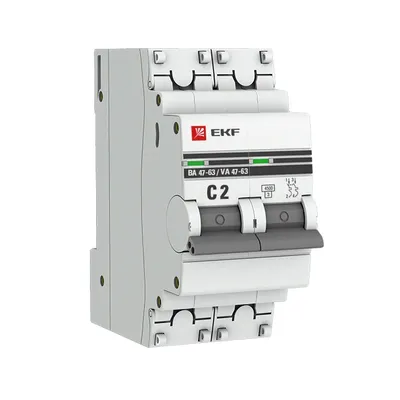 Автоматический выключатель EKF ВА 47-63 PROxima mcb4763-2-02C-pro, 2P, 2 А, C, 4,5 кА