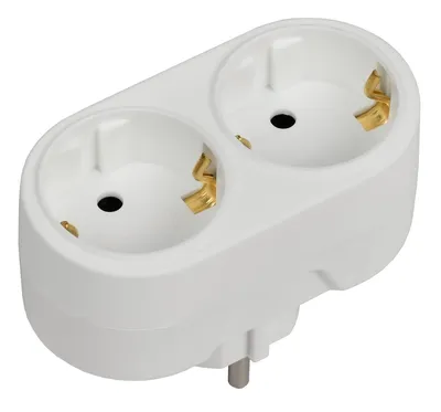 Тройник iEK WTP10-16-02, 2 розетки, 16 А, 220 В, с заземлением, IP20