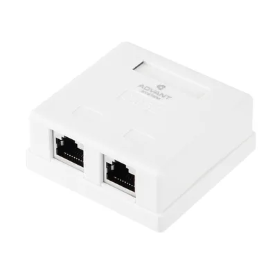 Розетка компьютерная Advant ADV5e-FWS2RJ45, Cat 5e, 2×RJ-45, экранированная, белая