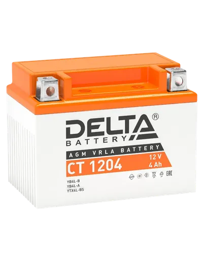 Аккумулятор Delta CT 1204, 12 В / 4 Ач, AGM, 114×70×87 мм