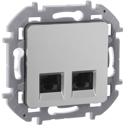 Розетка IEK 673842 компьютерная двойная RJ45 Cat.6 UTP, алюминий