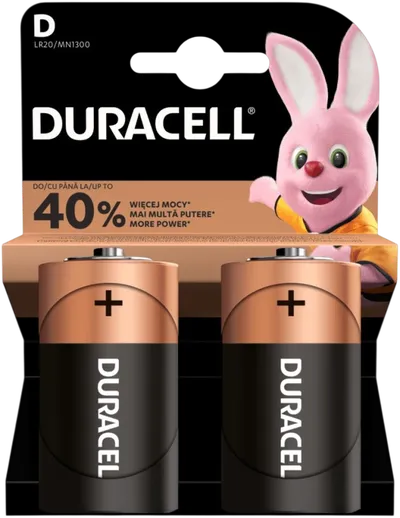 Батарейка Duracell Basic LR20 D, алкалиновая, 1.5 В, 2 шт