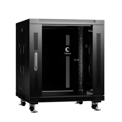 Шкаф телекоммуникационный Cabeus SH-05C-12U60/80-BK, напольный, 12U, 600×800, стекл. дверь